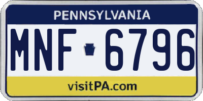 PA license plate MNF6796
