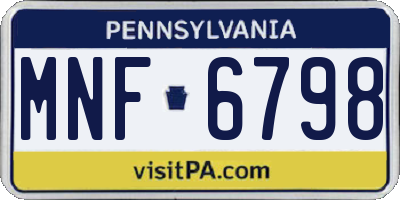 PA license plate MNF6798