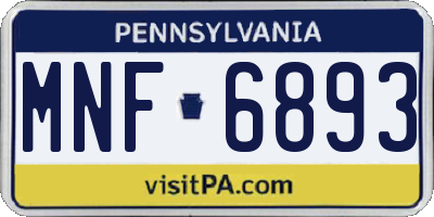 PA license plate MNF6893