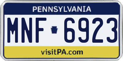PA license plate MNF6923