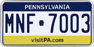 PA license plate MNF7003