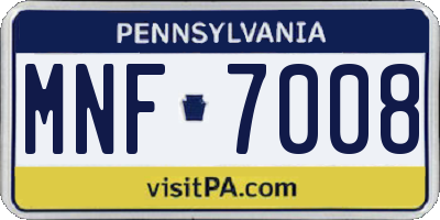 PA license plate MNF7008