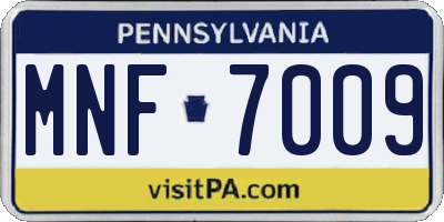 PA license plate MNF7009