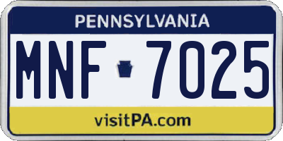 PA license plate MNF7025
