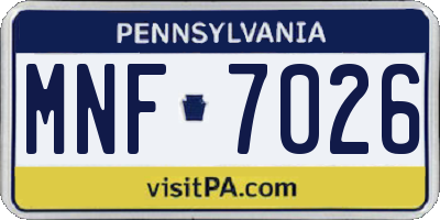 PA license plate MNF7026