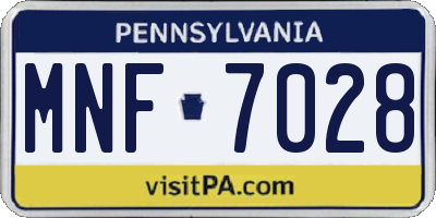 PA license plate MNF7028
