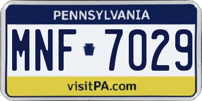 PA license plate MNF7029