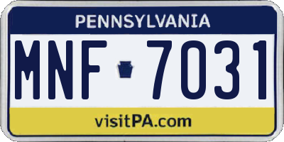 PA license plate MNF7031