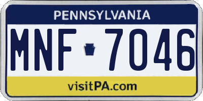 PA license plate MNF7046