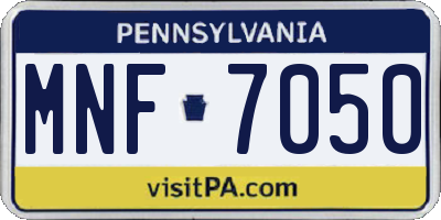 PA license plate MNF7050