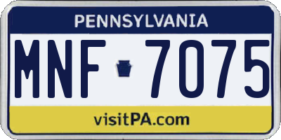 PA license plate MNF7075
