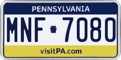 PA license plate MNF7080