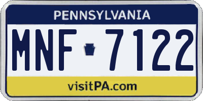PA license plate MNF7122
