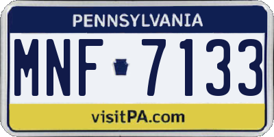 PA license plate MNF7133