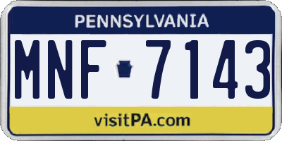PA license plate MNF7143