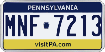 PA license plate MNF7213