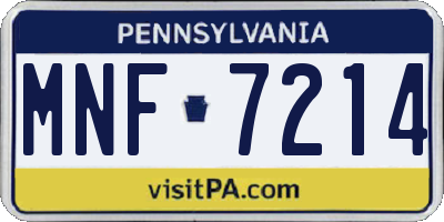 PA license plate MNF7214
