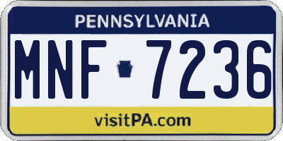 PA license plate MNF7236