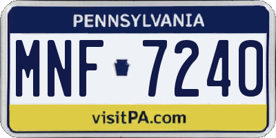 PA license plate MNF7240