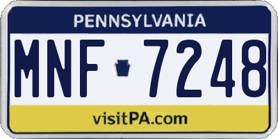 PA license plate MNF7248