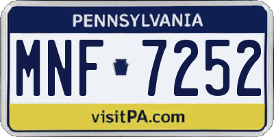 PA license plate MNF7252