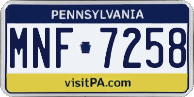 PA license plate MNF7258