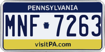 PA license plate MNF7263