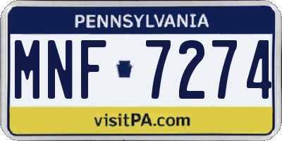 PA license plate MNF7274