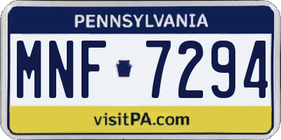 PA license plate MNF7294