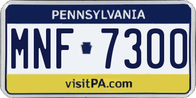 PA license plate MNF7300