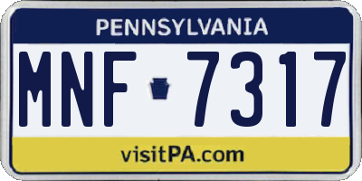 PA license plate MNF7317