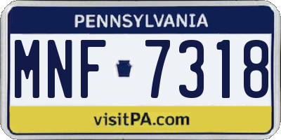 PA license plate MNF7318