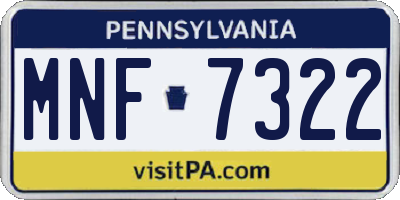 PA license plate MNF7322