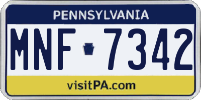 PA license plate MNF7342