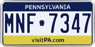 PA license plate MNF7347