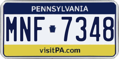 PA license plate MNF7348