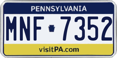 PA license plate MNF7352