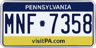 PA license plate MNF7358