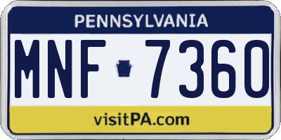 PA license plate MNF7360