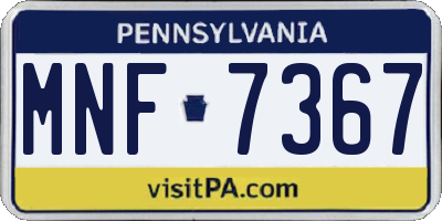 PA license plate MNF7367