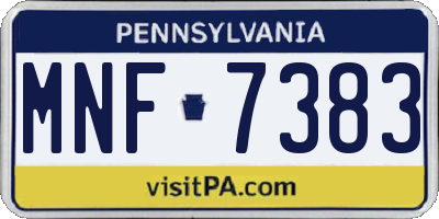 PA license plate MNF7383
