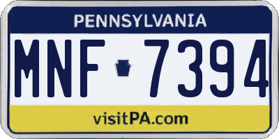 PA license plate MNF7394
