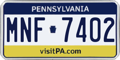 PA license plate MNF7402