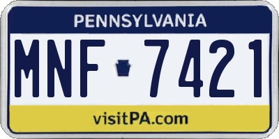PA license plate MNF7421