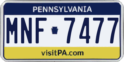 PA license plate MNF7477