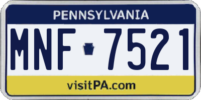 PA license plate MNF7521