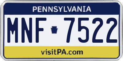 PA license plate MNF7522