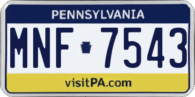 PA license plate MNF7543