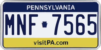 PA license plate MNF7565