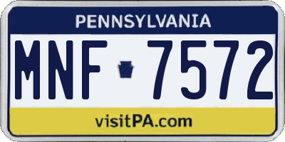PA license plate MNF7572